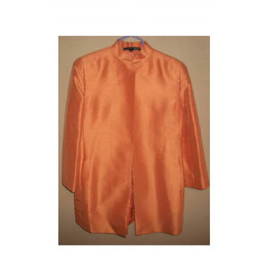 Ellen Tracy Vintage Nineties Peach Thai-Silk Open Long Sleeve Jacket